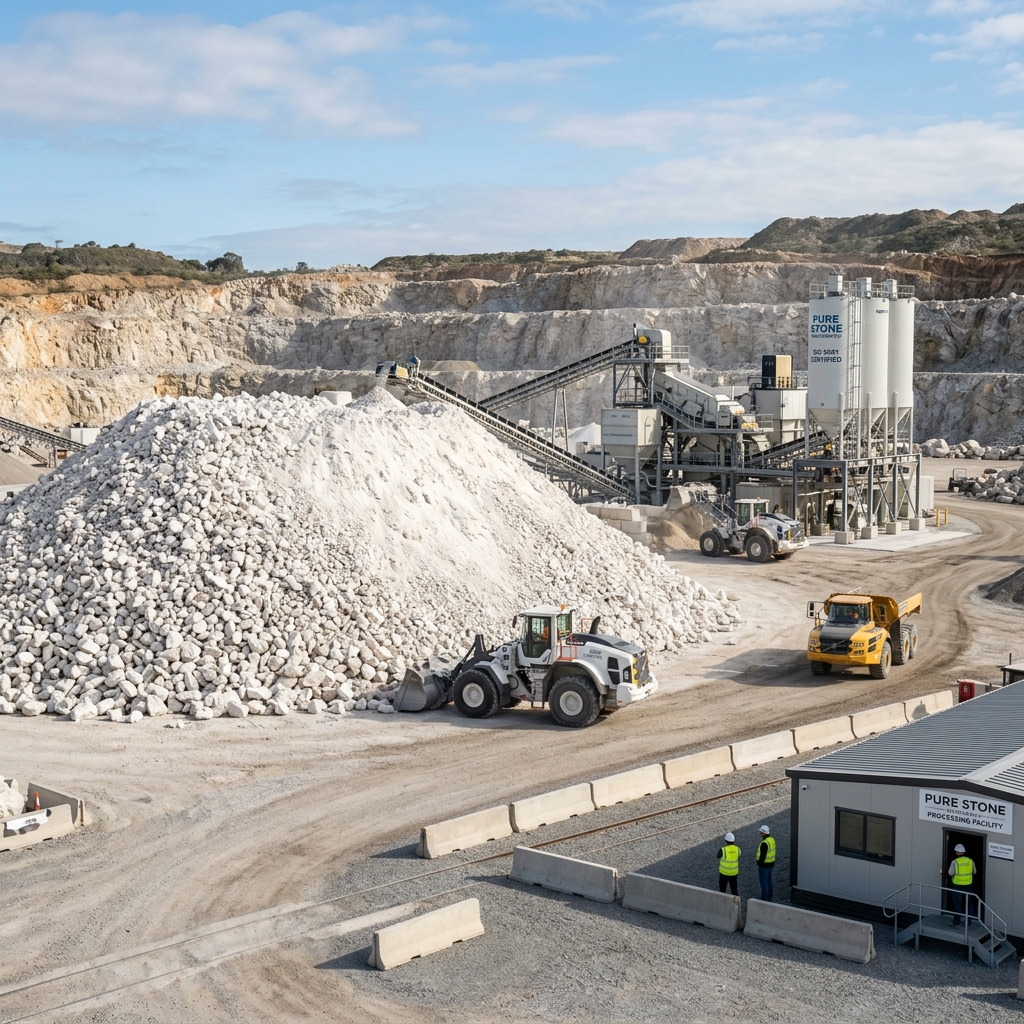 Raw calcite storage warehouse